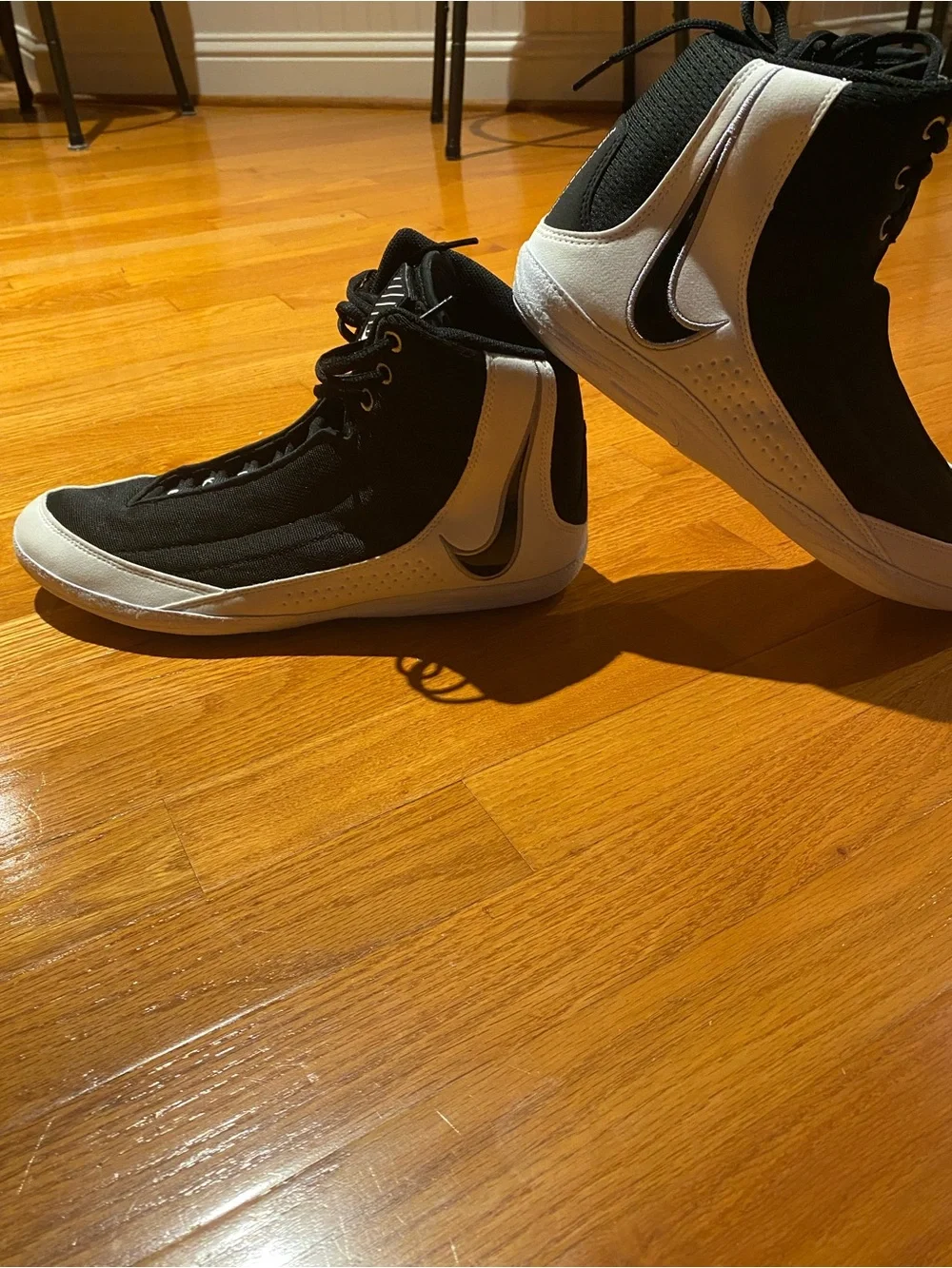 Nike Black and White Men’s Wrestling High-Top Athletic Sneakers